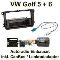 VW Golf 5 + 6 | V VI - 1-DIN Autoradio Einbauset inkl. CanBus und Lenkradadapter