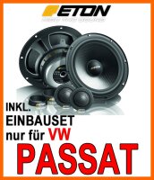 Lautsprecher Heck - Eton POW 172.2 Compression - 16,5cm 2-Wege System - Einbauset passend für VW Passat 3C & CC - justSOUND