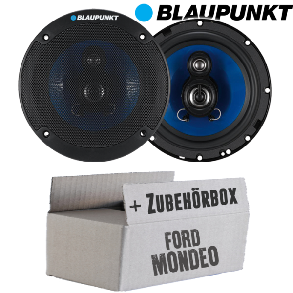 Lautsprecher Boxen Blaupunkt ICx663 - 16,5cm 3-Wege Auto Einbauzubehör - Einbauset passend für Ford Mondeo Front Heck - justSOUND