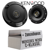 lasse W203 Front - Lautsprecher Boxen Kenwood KFC-S1676EX - 16,5cm 2-Wege Koax Auto Einbauzubehör - Einbauset passend für Mercedes C-Klasse JUST SOUND best choice for caraudio