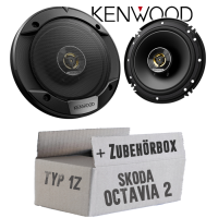 Lautsprecher Boxen Kenwood KFC-S1676EX - 16,5cm 2-Wege Koax Auto Einbauzubehör - Einbauset passend für Skoda Octavia 2 1Z Heck - justSOUND