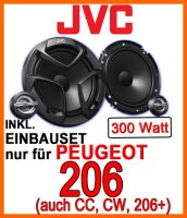 JVC CS-JS600 - 16,5cm Lautsprecher Einbauset passend für Peugeot 206, 206cc, 206sw, 206+ - justSOUND