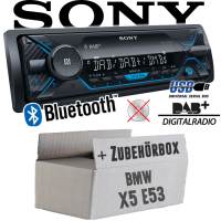 Autoradio Radio Sony DSX-A510BD - DAB+ | Bluetooth | MP3/USB - Einbauzubehör - Einbauset passend für BMW X5 E53 - justSOUND
