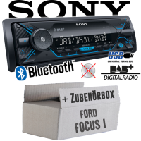 Autoradio Radio Sony DSX-A510BD - DAB+ | Bluetooth | MP3/USB - Einbauzubehör - Einbauset passend für Ford Focus 1 - justSOUND