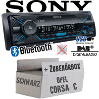 Autoradio Radio Sony DSX-A510BD - DAB+ | Bluetooth | MP3/USB - Einbauzubehör - Einbauset passend für Opel Corsa C schwarz - justSOUND