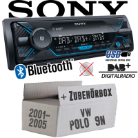 Autoradio Radio Sony DSX-A510BD - DAB+ | Bluetooth | MP3/USB - Einbauzubehör - Einbauset passend für VW Polo 9N - justSOUND