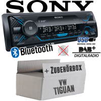 Autoradio Radio Sony DSX-A510BD - DAB+ | Bluetooth | MP3/USB - Einbauzubehör - Einbauset passend für VW Tiguan -inkl. Lenkradfernbedienungsadapter und CanBus Adapter - justSOUND