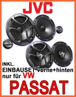 JVC Komplettset für vorne & hinten - Lautsprecher Einbauset passend für VW Passat 3B & 3BG - justSOUND