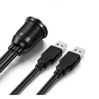 AMPIRE XUD200 / Doppel-USB-Einbaubuchse mit 200cm Kabel
