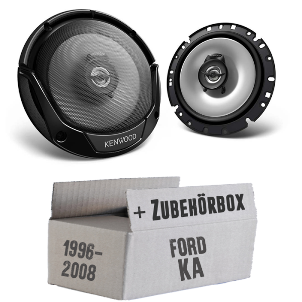 Lautsprecher Boxen Kenwood KFC-S1766 - 16,5cm 2-Wege Koaxialsystem Auto Einbausatz - Einbauset passend für Ford KA Front - justSOUND