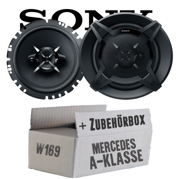 lasse W169 Front - Sony XS-FB1730 - 16,5cm 3-Wege Koax Lautsprecher - Einbauset passend für Mercedes A-Klasse JUST SOUND best choice for caraudio