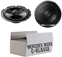 lasse W203 Front - Lautsprecher Boxen Pioneer TS-G1720F - 16,5cm 2-Wege Koax Koaxiallautsprecher Auto Einbausatz - Einbauset passend für Mercedes C-Klasse JUST SOUND best choice for caraudio