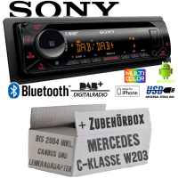 Autoradio Radio mit MEX-N7300BD | Bluetooth | DAB+ | CD/MP3/USB MultiColor iPhone - Android Auto - Einbauzubehör - Einbauset passend für Mercedes C-Klasse JUST SOUND best choice for caraudio