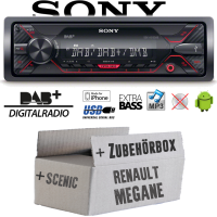 Autoradio Radio Sony DSX-A310DAB - DAB+ | MP3/USB - Einbauzubehör - Einbauset passend für Renault Megane & Scenic 1 - justSOUND