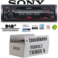 Autoradio Radio Sony DSX-A310DAB - DAB+ | MP3/USB - Einbauzubehör - Einbauset passend für Renault Twingo 2 grau - justSOUND