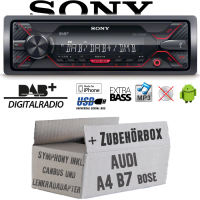 Autoradio Radio Sony DSX-A310DAB - DAB+ | MP3/USB - Einbauzubehör - Einbauset passend für Audi A4 B7 inkl. CanBus Lenkradfernbedienung Symphony Bose - justSOUND