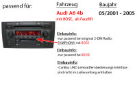 Autoradio Radio Sony DSX-A310DAB - DAB+ | MP3/USB - Einbauzubehör - Einbauset passend für Audi A6 4b ab 2001 Bose 1- JUST SOUND best choice for caraudio