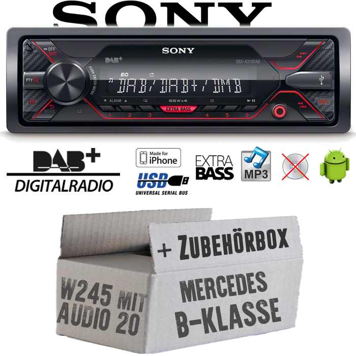 Autoradio Radio Sony DSX-A310DAB - DAB+  MP3/USB - Einbauzubehör - E,  144,90 €