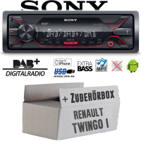 Autoradio Radio Sony DSX-A310DAB - DAB+ | MP3/USB - Einbauzubehör - Einbauset passend für Renault Twingo 1 - justSOUND