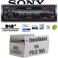 Autoradio Radio Sony DSX-A310DAB - DAB+ | MP3/USB - Einbauzubehör - Einbauset passend für VW Polo 9N3 inkl. CanBus Interface - justSOUND
