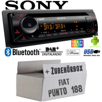 Fiat Punto 188 - Autoradio Radio mit MEX-N7300BD | Bluetooth | DAB+ | CD/MP3/USB MultiColor iPhone - Android Auto - Einbauzubehör - Einbauset