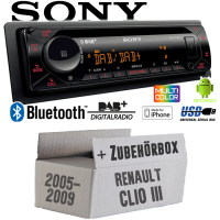 Renault Clio 3 - Autoradio Radio mit MEX-N7300BD | Bluetooth | DAB+ | CD/MP3/USB MultiColor iPhone - Android Auto - Einbauzubehör - Einbauset