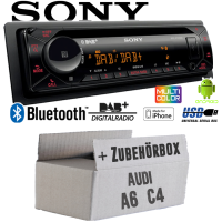 Audi A6 C4 - Autoradio Radio mit MEX-N7300BD | Bluetooth | DAB+ | CD/MP3/USB MultiColor iPhone - Android Auto - Einbauzubehör - Einbauset