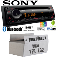 Autoradio Radio mit MEX-N7300BD | Bluetooth | DAB+ | CD/MP3/USB MultiColor iPhone - Android Auto - Einbauzubehör - Einbauset passend für BMW 7er E32