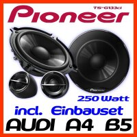 Pioneer TS-G133Ci - 13cm Lautsprecher Einbauset passend für Audi A4 B5 - justSOUND