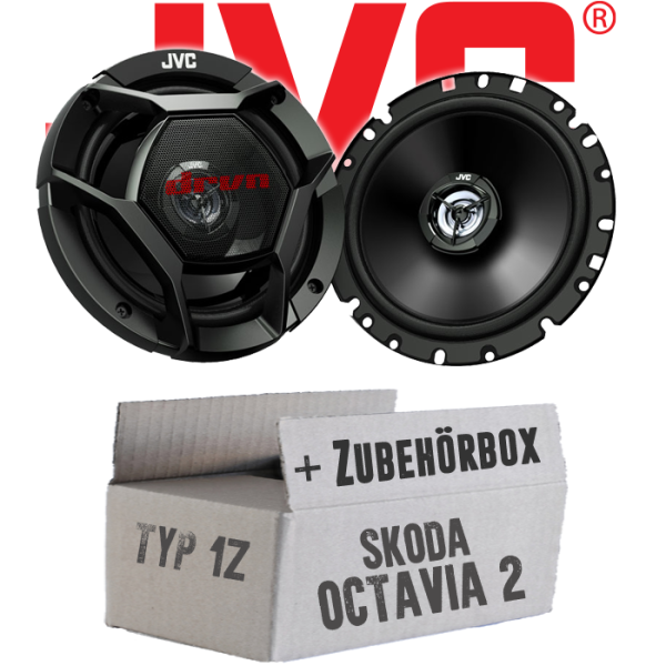 JVC CS-DR1720 - 16,5cm 2-Wege Koax-Lautsprecher - Einbauset passend für Skoda Octavia 2 1Z Front - justSOUND