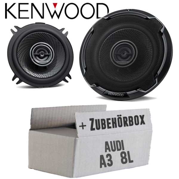 Lautsprecher Boxen Kenwood KFC-PS1396 - 13cm 2-Wege Koax Auto Einbauzubehör - Einbauset passend für Audi A3 8L - justSOUND