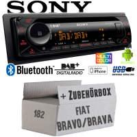 Fiat Bravo / Brava 182 - Autoradio Radio mit MEX-N7300BD | Bluetooth | DAB+ | CD/MP3/USB MultiColor iPhone - Android Auto - Einbauzubehör - Einbauset