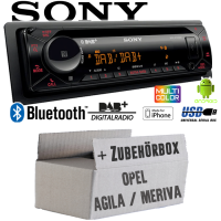 Autoradio Radio mit MEX-N7300BD | Bluetooth | DAB+ | CD/MP3/USB MultiColor iPhone - Android Auto - Einbauzubehör - Einbauset passend für Opel Agila A Meriva A schwarz