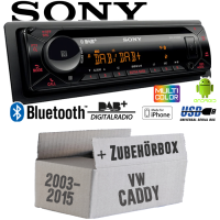 Autoradio Radio mit MEX-N7300BD | Bluetooth | DAB+ | CD/MP3/USB MultiColor iPhone - Android Auto - Einbauzubehör - Einbauset passend für VW Caddy 2K