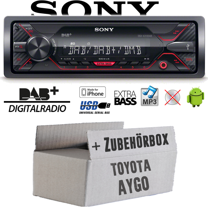Autoradio Radio Sony DSX-A310DAB - DAB+  MP3/USB - Einbauzubehör - E,  144,90 €