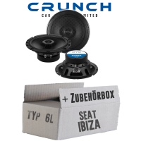 Seat Ibiza 6L Front Heck - Lautsprecher Boxen Crunch GTS62 - 16,5cm 2-Wege Koax GTS 62 Auto Einbauzubehör - Einbauset