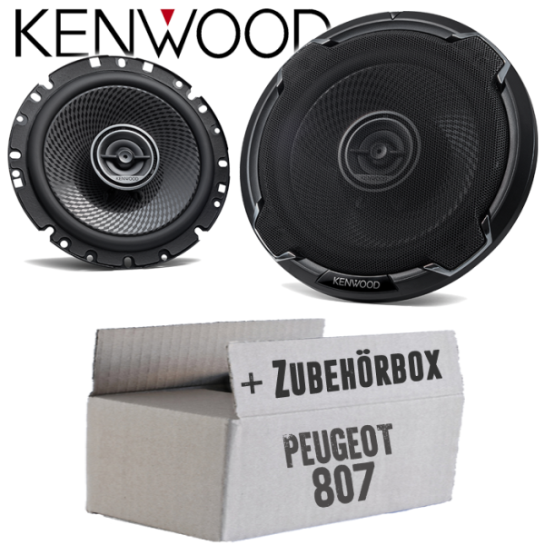 Lautsprecher Boxen Kenwood KFC-PS1796 - 16,5cm 2-Wege Koax Einbauzubehör - Einbauset passend für Peugeot 807 - justSOUND