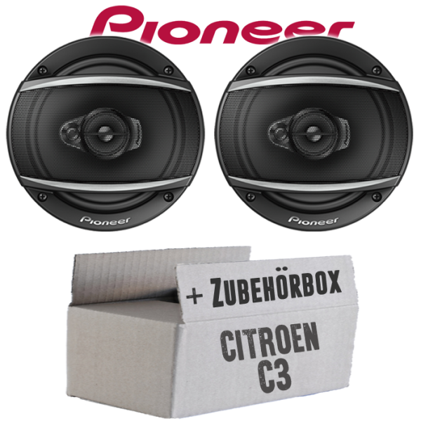Lautsprecher Boxen Pioneer TS-A1670F - 16 cm 3-Weg Koaxiallautsprecher  Auto Einbausatz - Einbauset passend für Citroen C3 + Pluriel - justSOUND