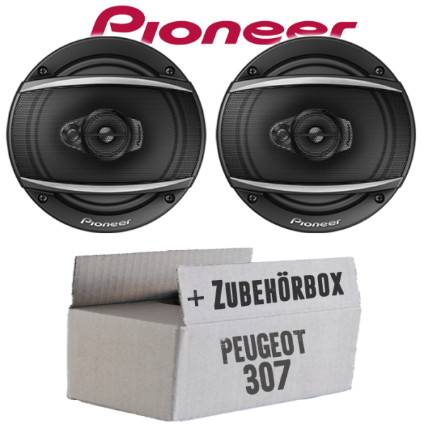 Lautsprecher Boxen Pioneer TS-A1670F - 16 cm 3-Weg Koaxiallautsprecher  Auto Einbausatz - Einbauset passend für Peugeot 307 - justSOUND
