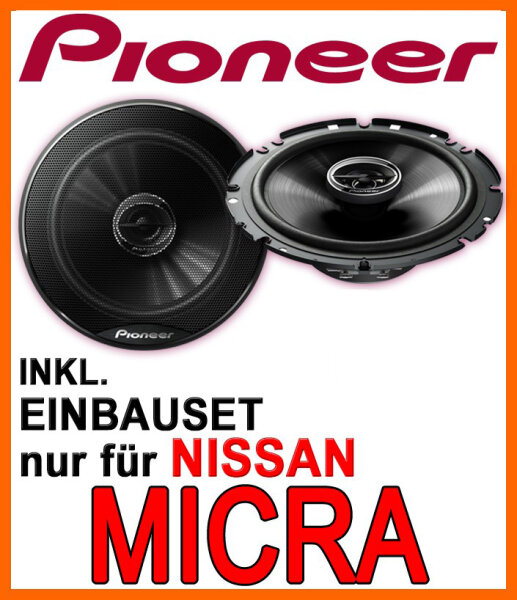Pioneer TS-G1720F - 16,5cm 2-Wege 300 Watt Koax Einbauset passend für Nissan Micra - justSOUND