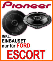 Lautsprecher - Pioneer TS-G1720F - 16,5cm 2-Wege 300 Watt Koax Einbauset passend für Ford Escort - justSOUND