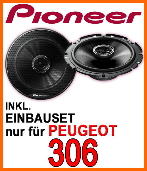 Pioneer TS-G1720F - 16,5cm 2-Wege Koaxe Lautsprecher Einbauset passend für Peugeot 306 - justSOUND