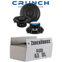Lautsprecher Boxen Crunch GTS52 - 13cm 2-Wege Koax GTS 52 Auto Einbauzubehör - Einbauset passend für Audi A3 8L - justSOUND