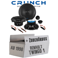 Lautsprecher Boxen Crunch GTS5.2C - 13cm 2-Wege System GTS 5.2C Auto Einbauzubehör - Einbauset passend für Renault Twingo 1 Phase 2 Front - justSOUND