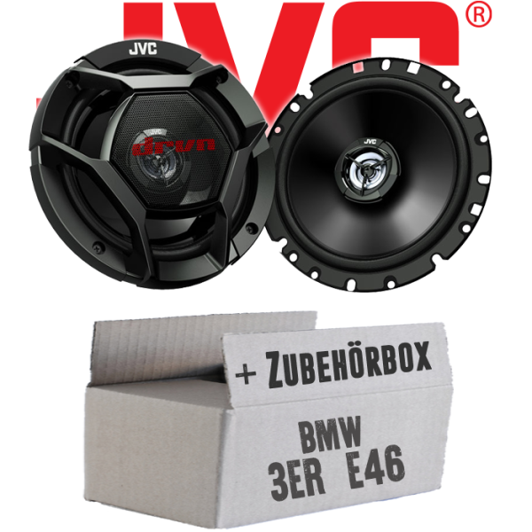 JVC CS-DR1720 - 16,5cm 2-Wege Koax-Lautsprecher - Einbauset passend für BMW 3er E46 - justSOUND